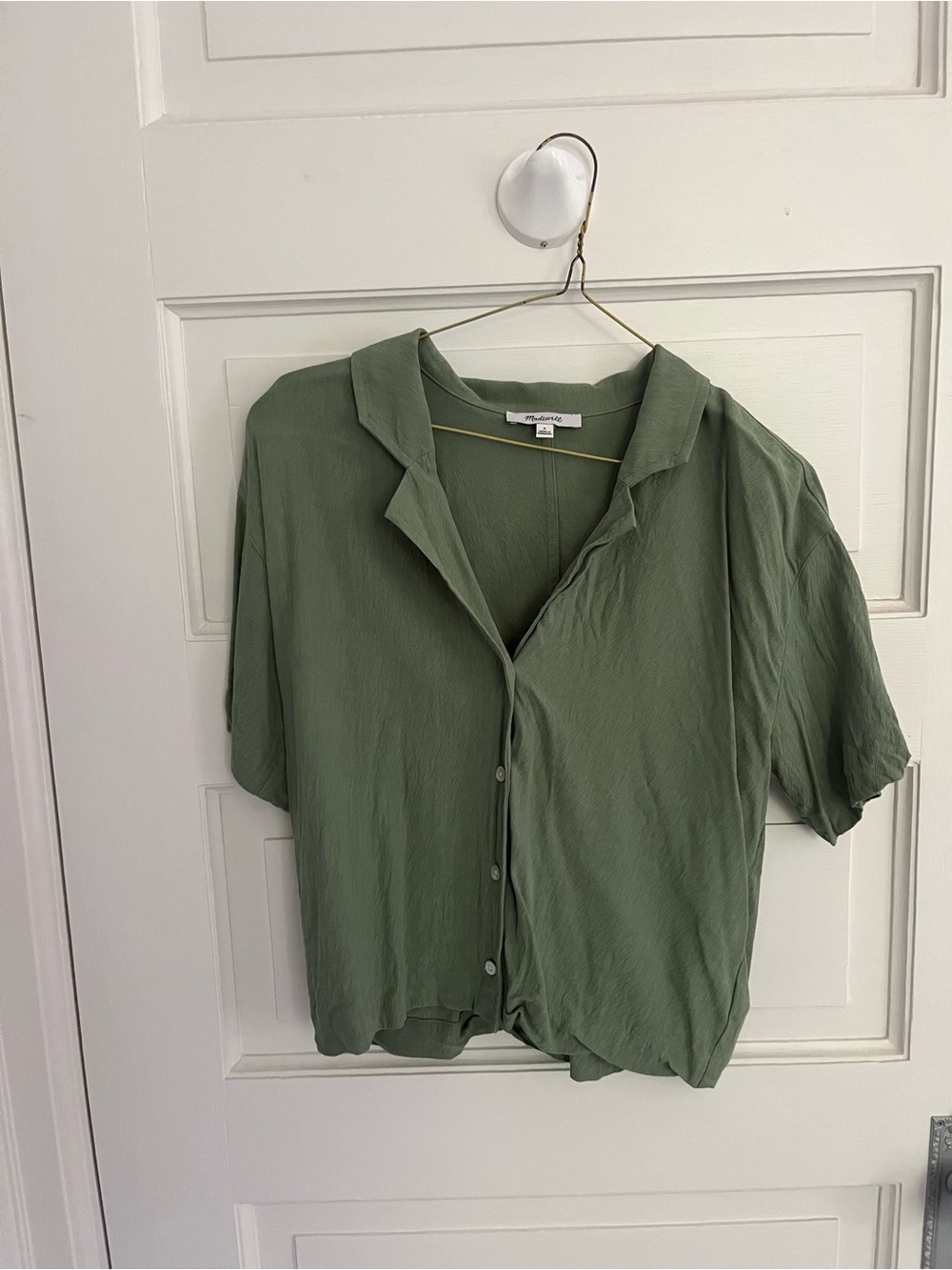 Madewell Olive Green Short-Sleeve Button-Down Shirt